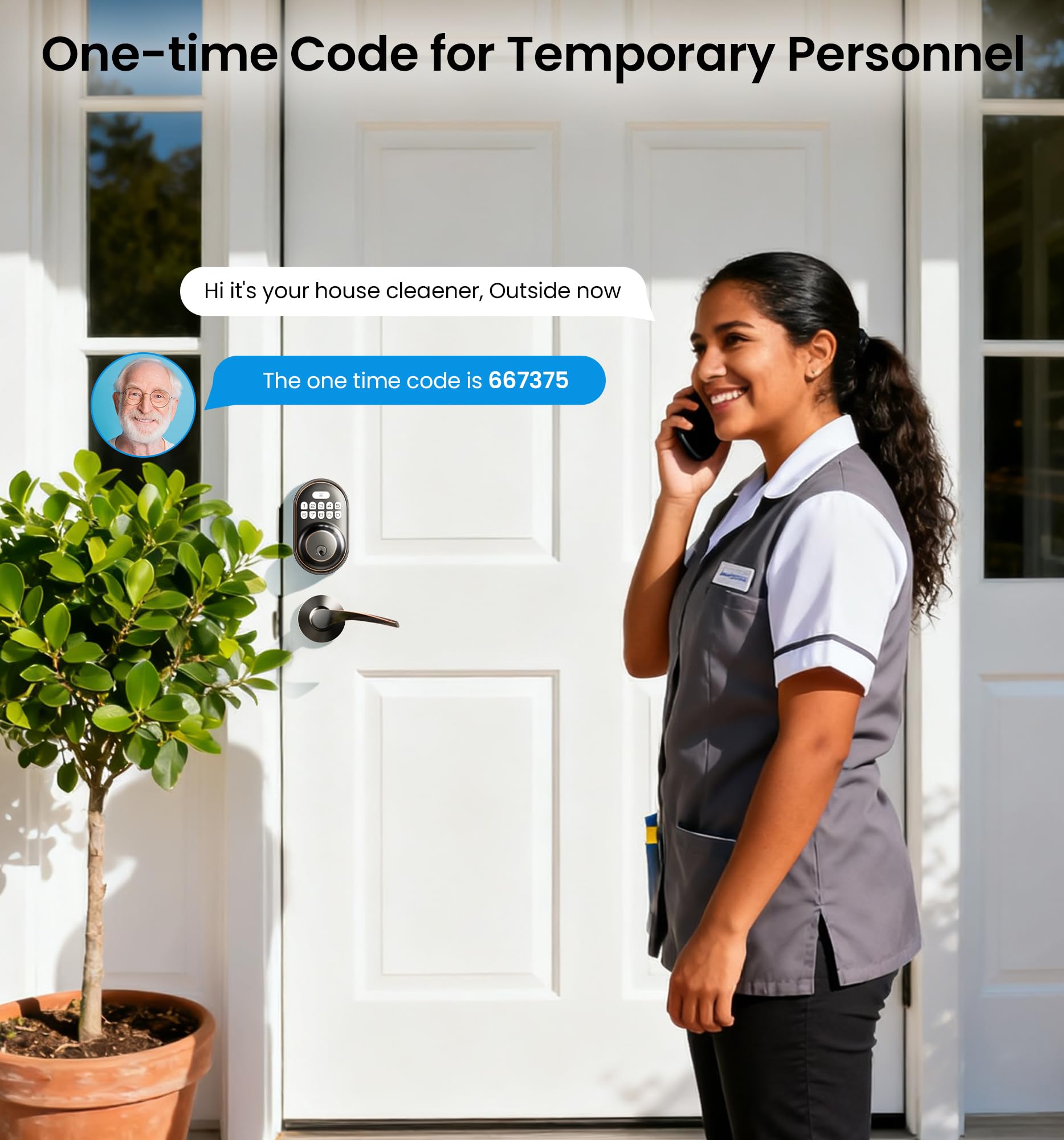 Veise auto-lock timer demo illustrates hands-free security after entry.