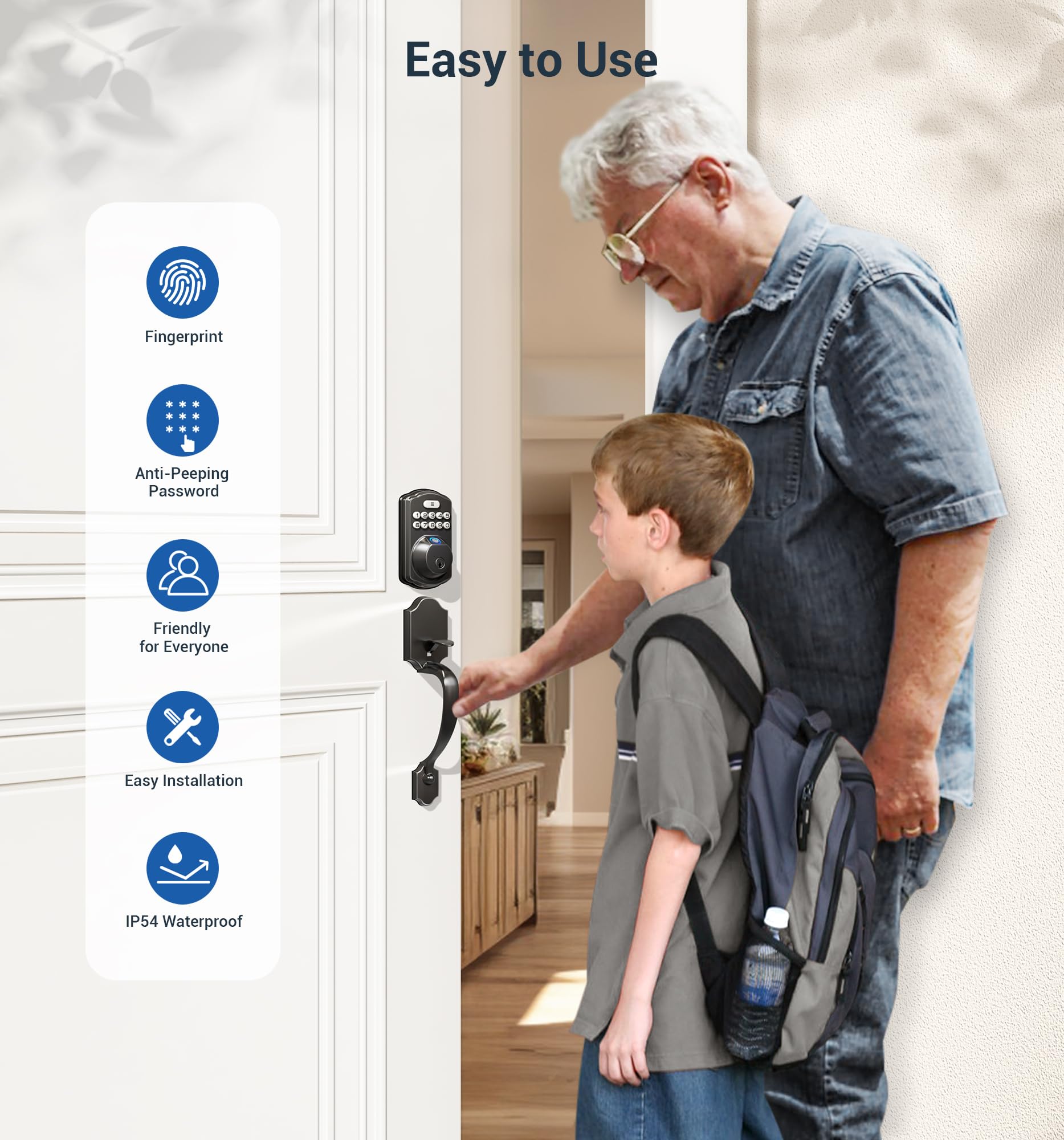 Veise auto-lock timer display demonstrates automatic security after closing