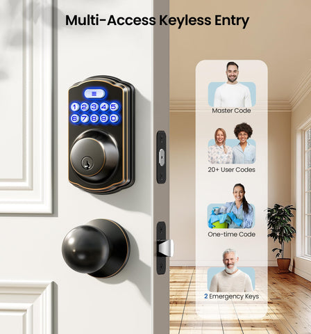 Veise backlit keypad shown with anti-peeping code entry at night