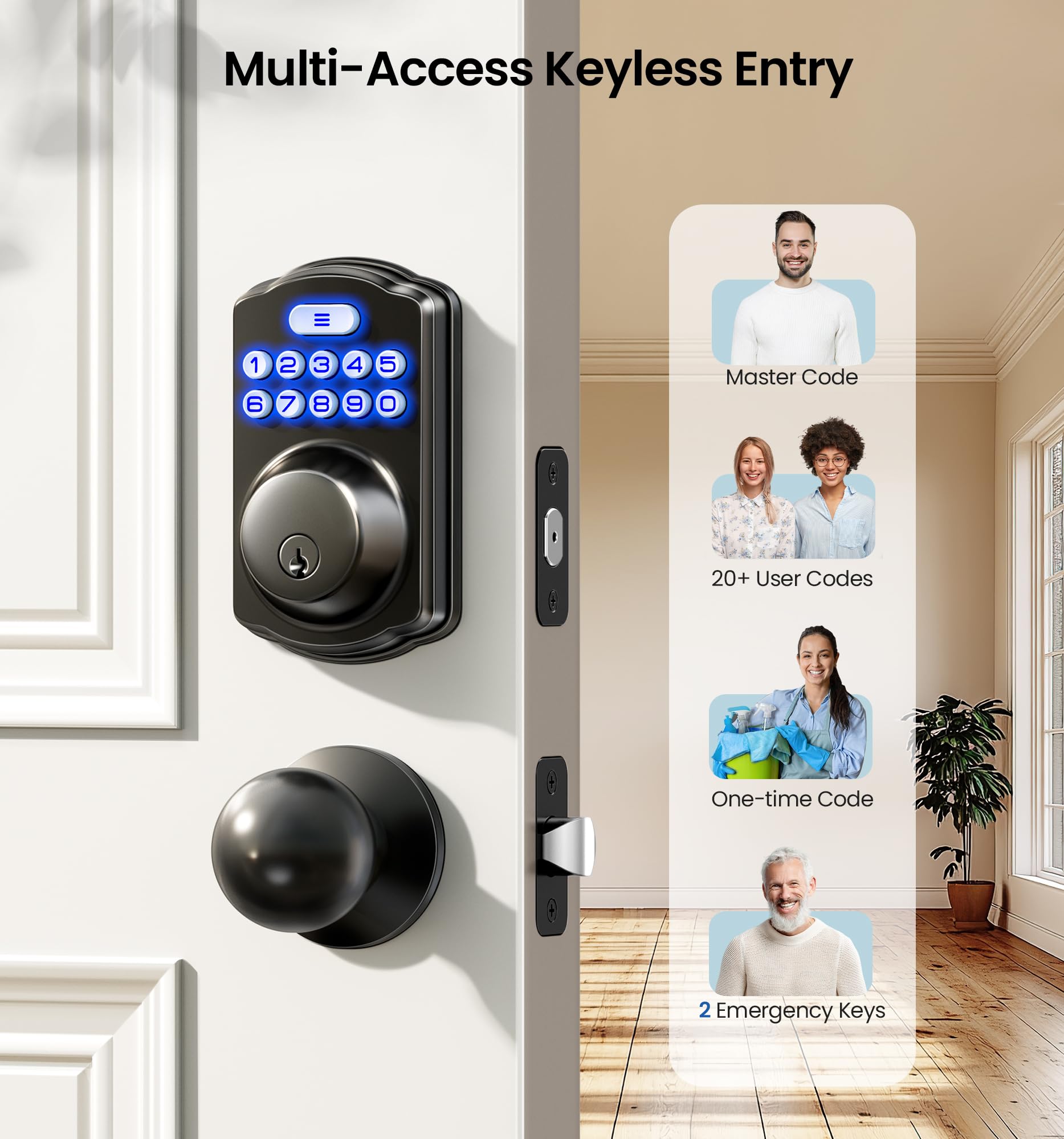Veise deadbolt with handle set shown during installation for secure entry