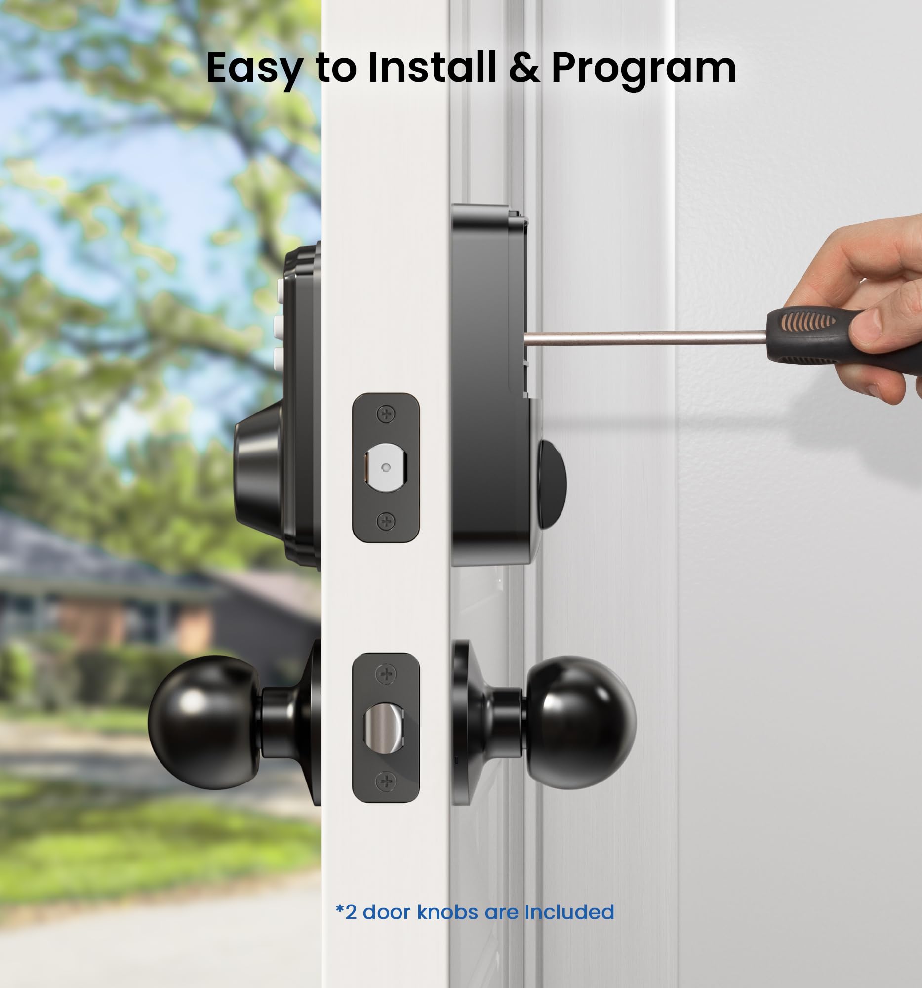 Veise easy install kit shows a quick, screwdriver-based setup for most doors.