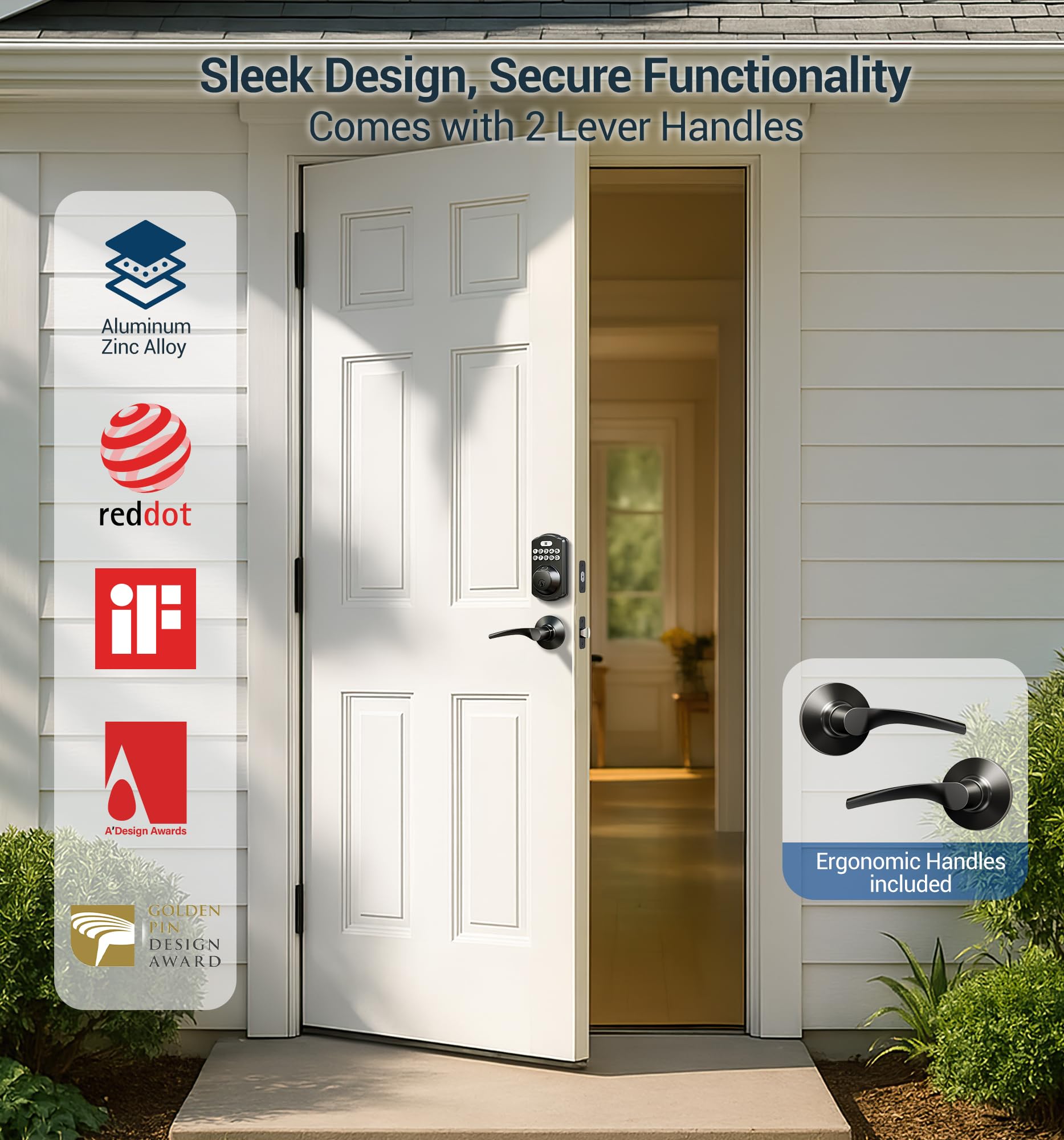Veise interior knob for easy one-handed operation from inside