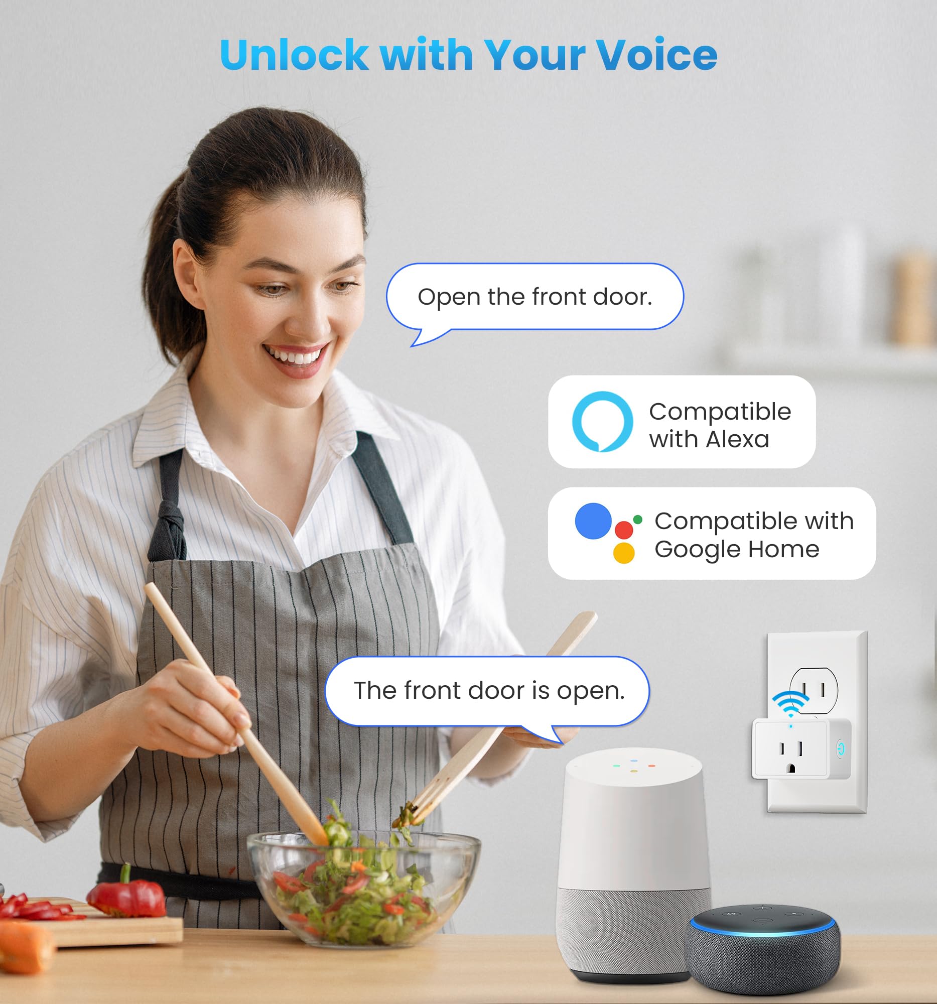 Veise G1 gateway voice control with Alexa and Google Assistant for hands-free access.