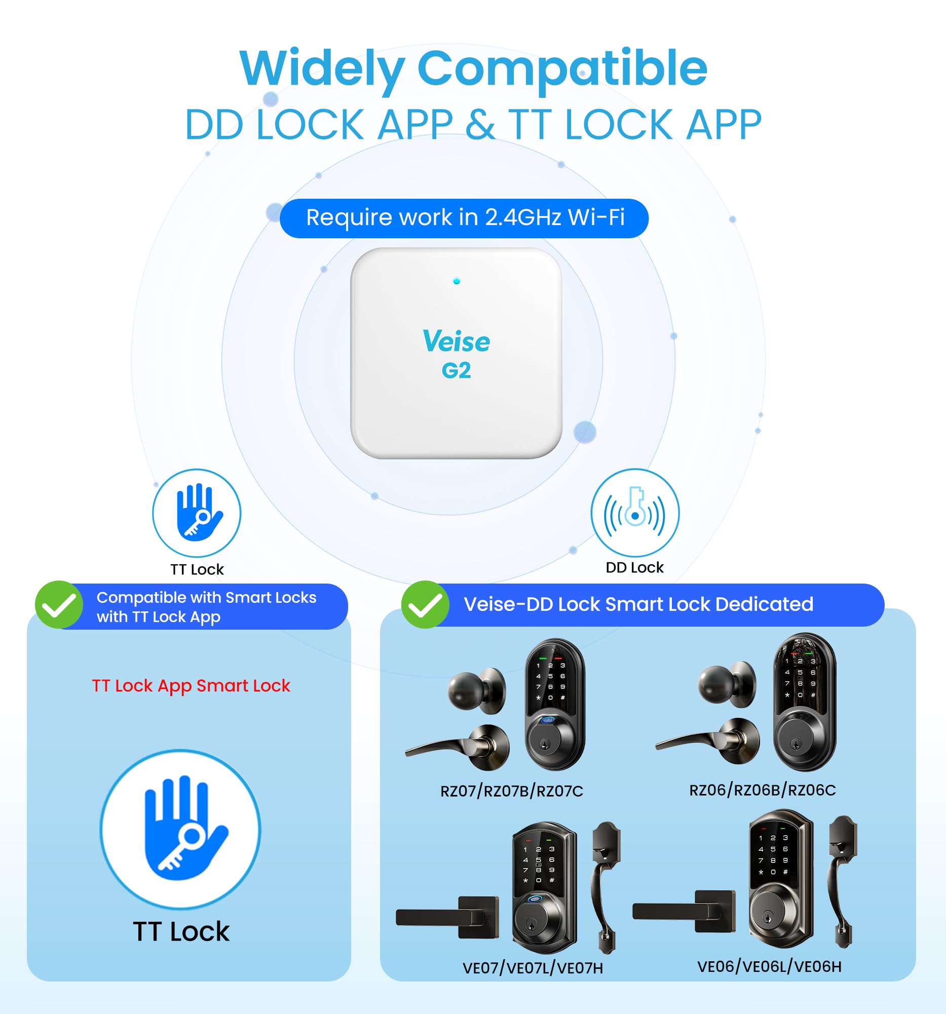 Veise G2 gateway shows real-time lock status on your device
