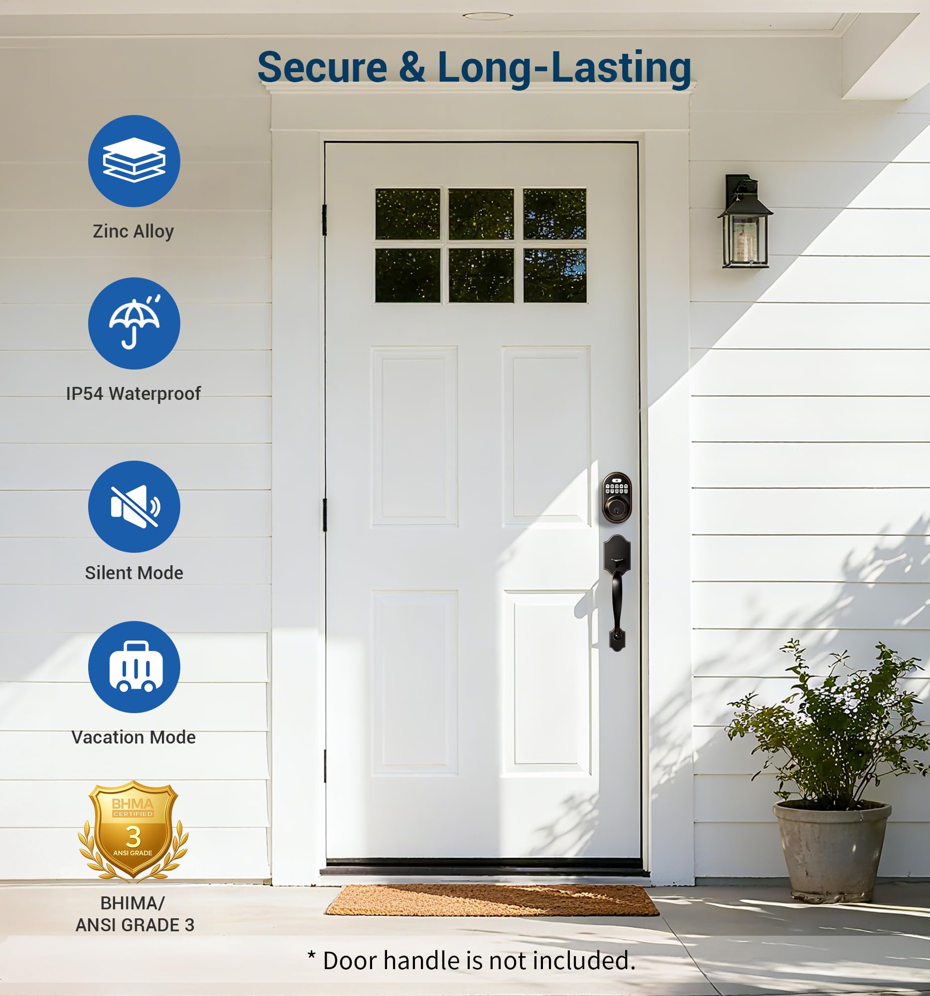 Veise anti-peeping feature in action protects codes during entry.