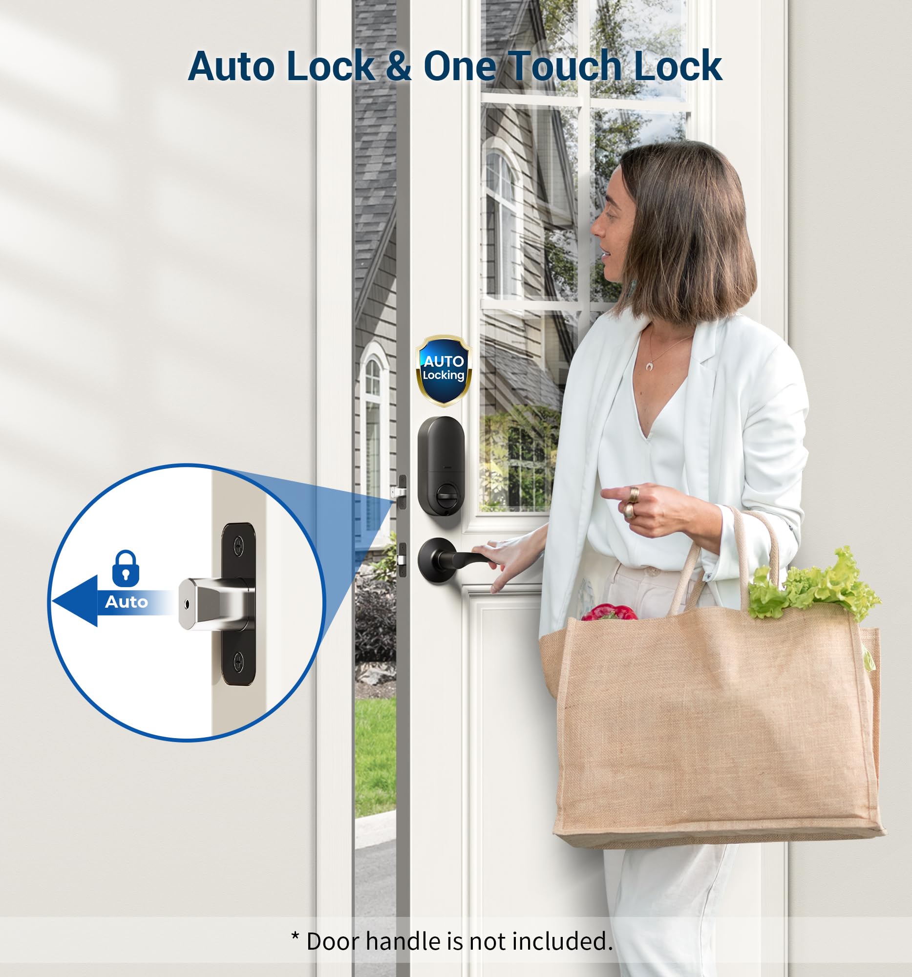 Veise auto-lock action demonstrates automatic door security after closing.