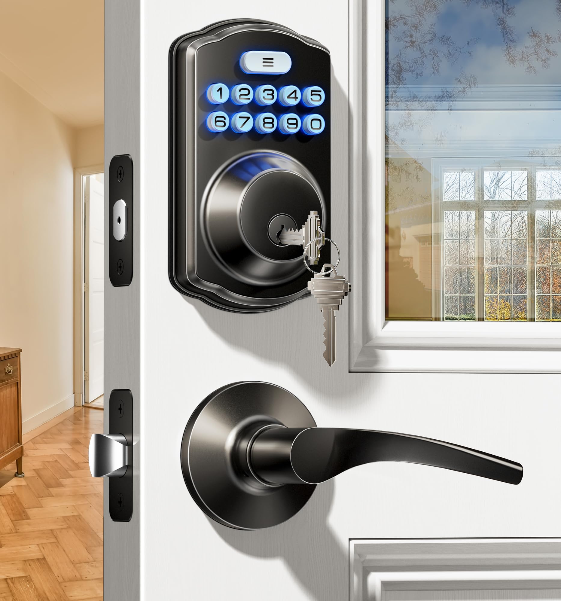 Veise keyless entry with dual lever handles delivers easy, secure home access.