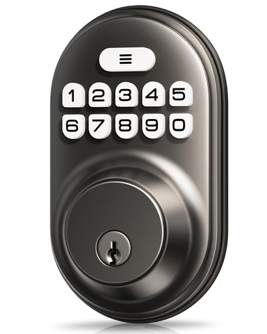 Veise Keyless Entry front view with matte black finish for secure home access