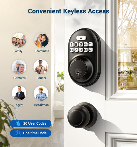 Veise Keyless Entry keypad close-up showing durable zinc alloy cylinder for protection