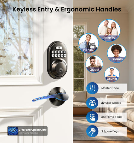 Veise backlit keypad close-up highlighting easy night entry.