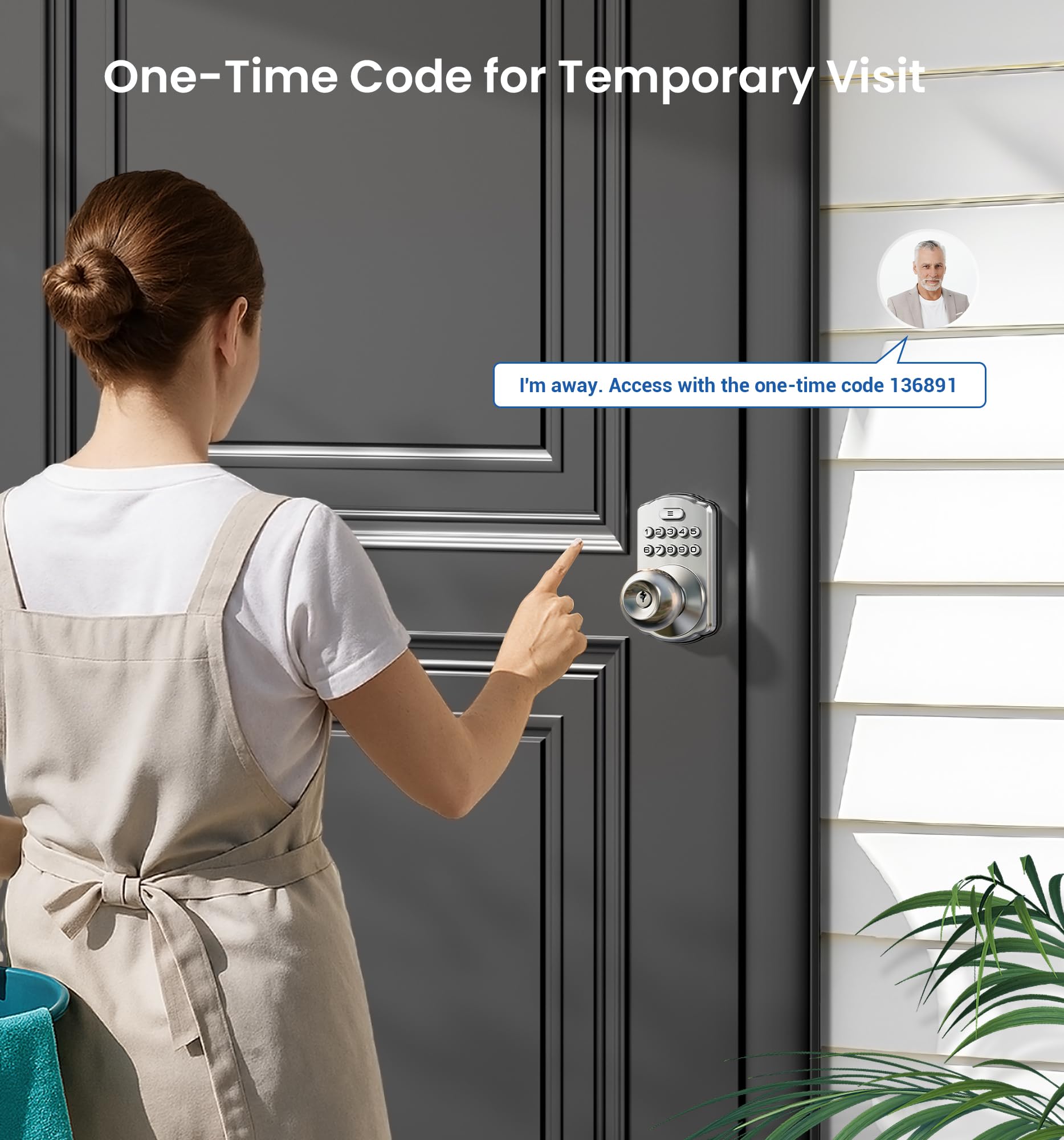 Veise lock in use on a door with one-time and multiple codes.