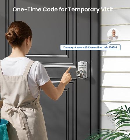 Veise lock in use on a door with one-time and multiple codes.