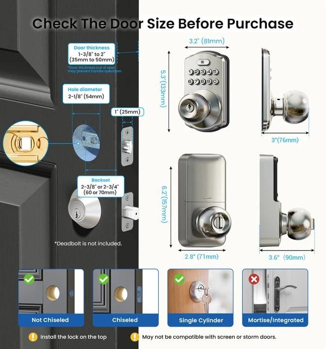 Veise installation guide shows screwdriver setup on standard doors.