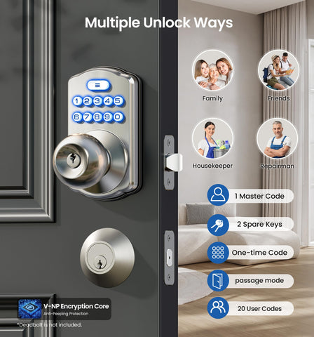 Veise keyless door lock side profile highlights a compact footprint for modern homes.
