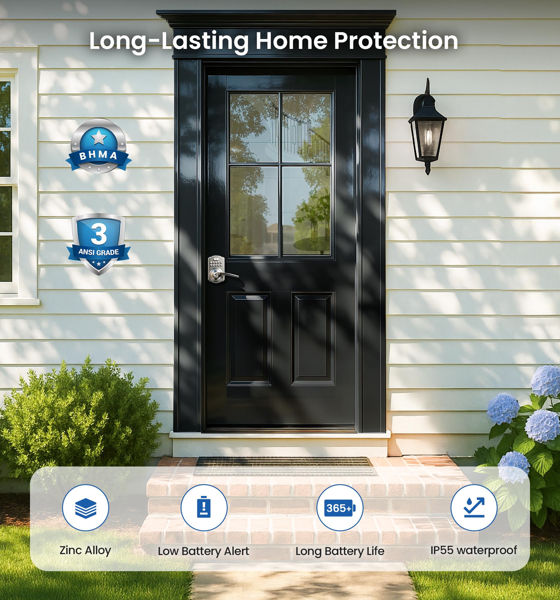 Veise lock auto-lock option provides safety after entry.