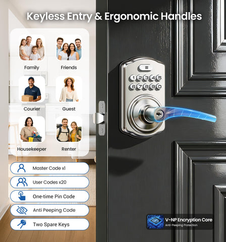 Veise keypad with backlit keypad supports code entry in low light.