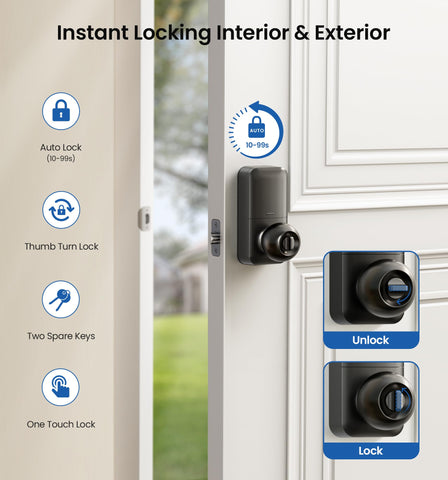 Veise keypad auto-lock timer provides secure automatic locking after entry.
