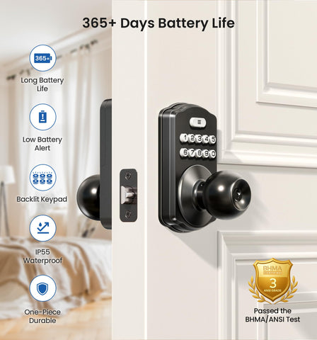 Veise lock with backlit keypad for night visibility during entry.