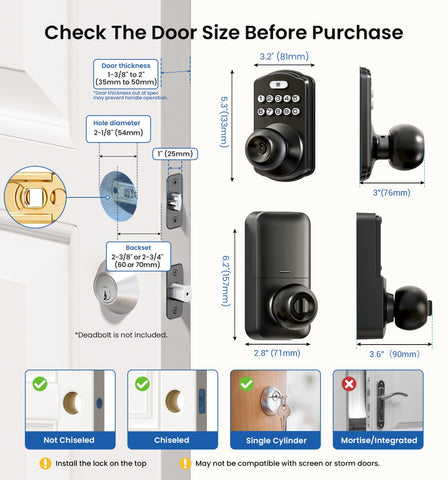 Inside thumb turn on Veise keypad lock for quick manual locking.