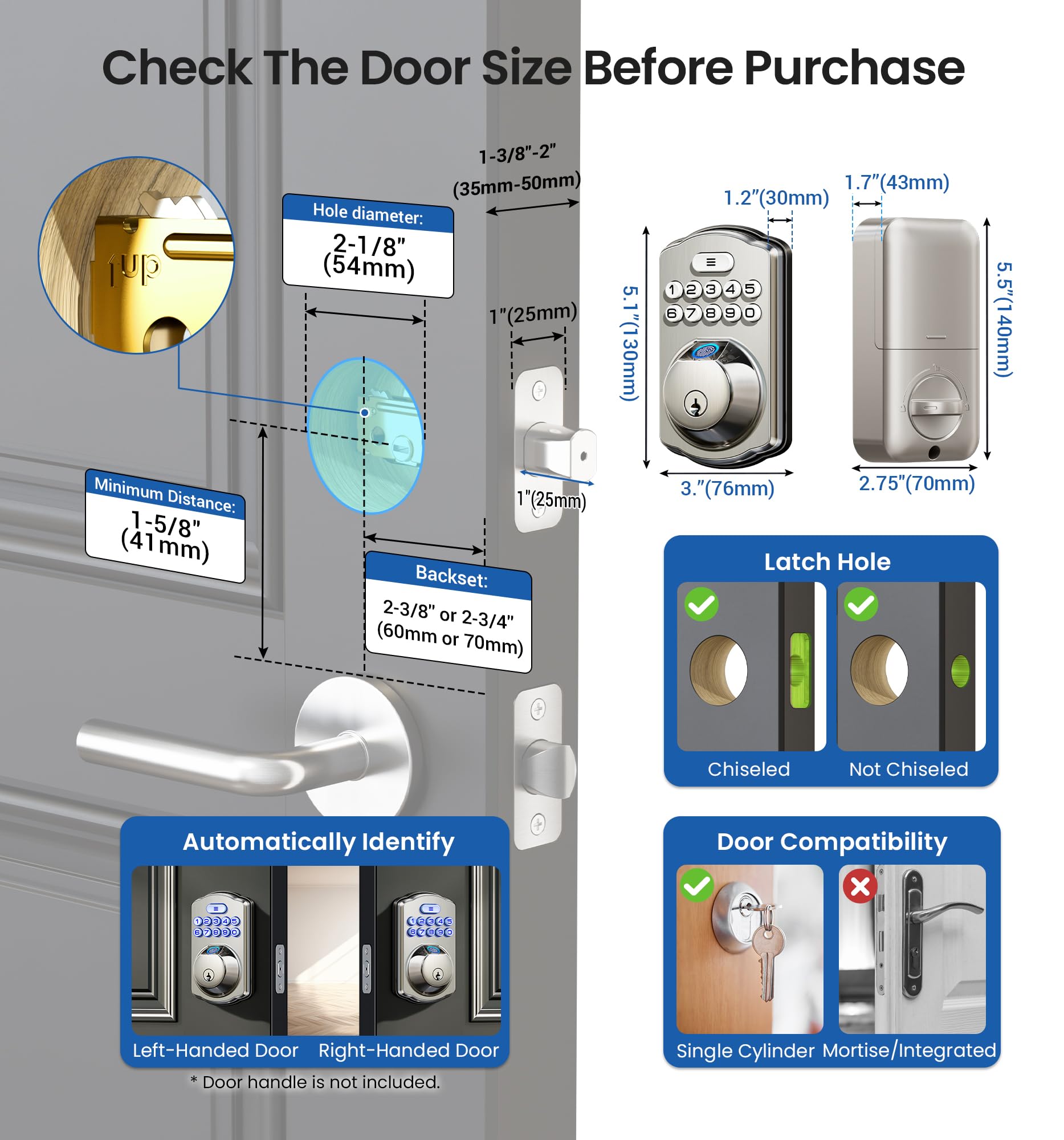 Veise KS02A easy installation with left/right-handed auto-detection.