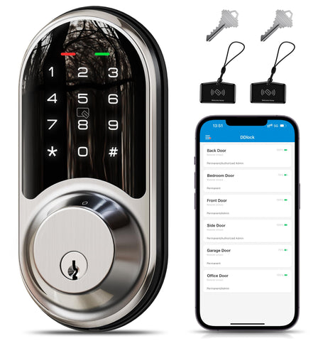 Veise RZ06 smart lock on front door offering secure, keyless entry