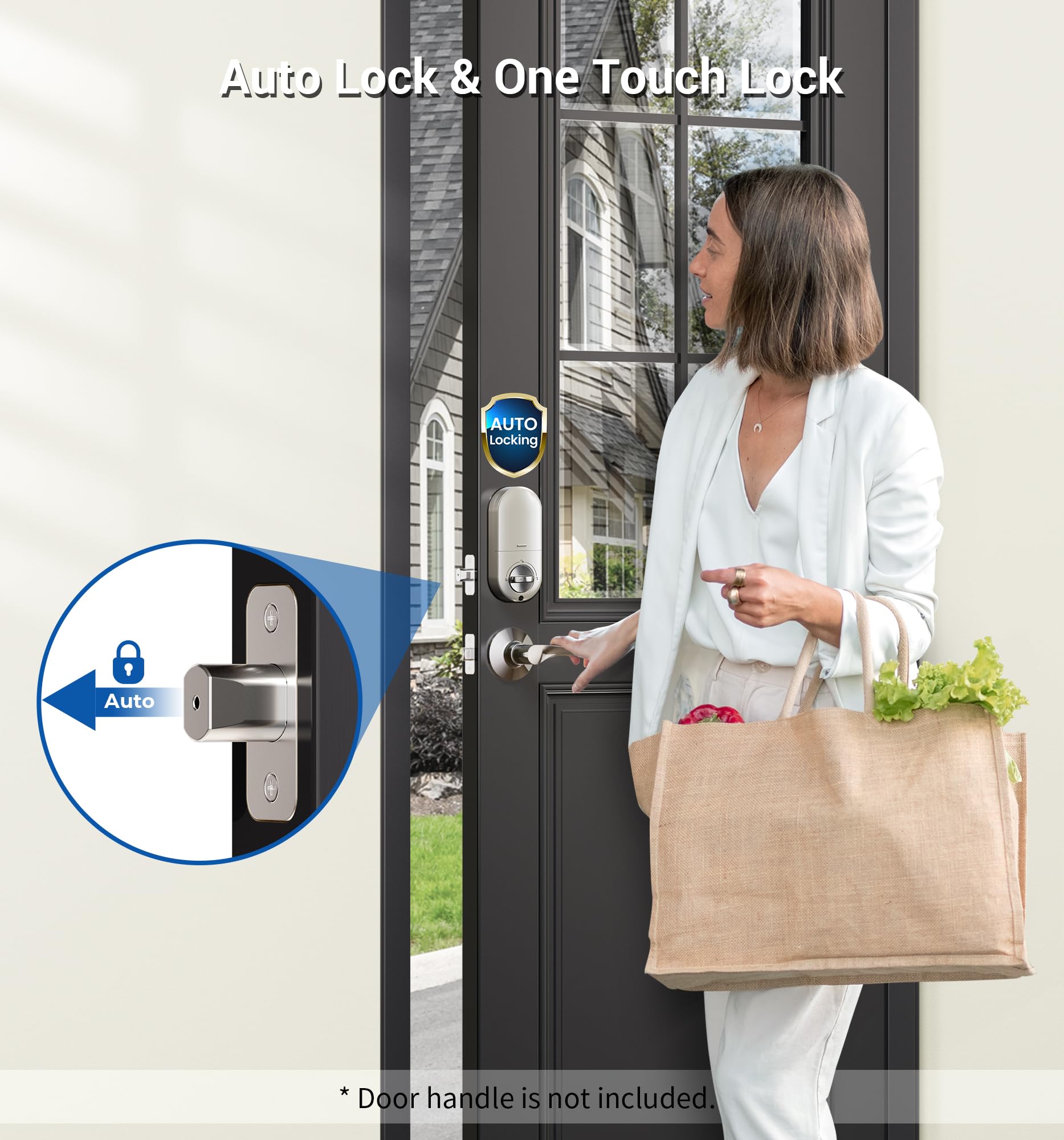 Veise satin-nickel anti-peeping password protects entry from onlookers.