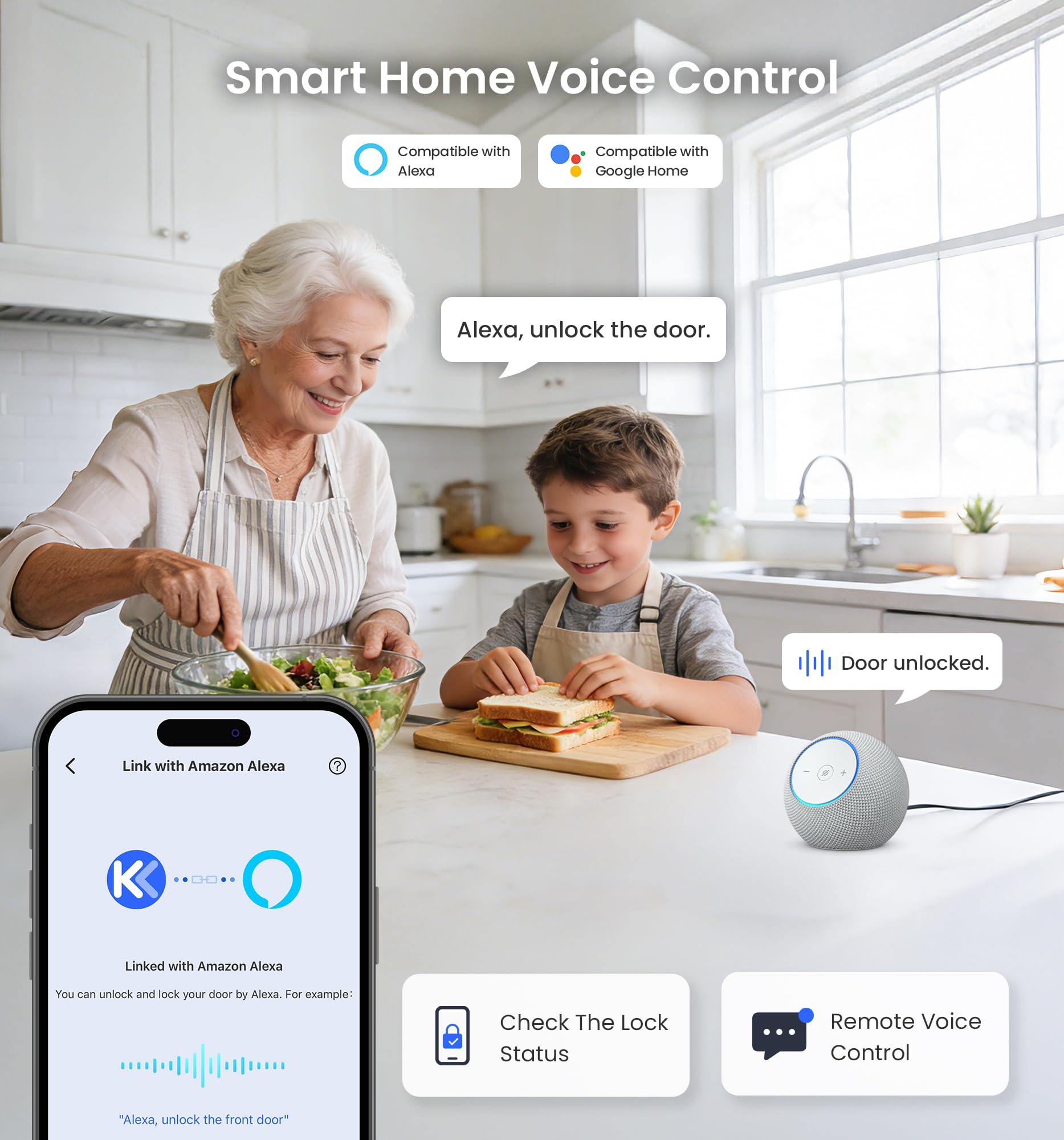 Veise VE012W-H voice control with Alexa and Google Assistant