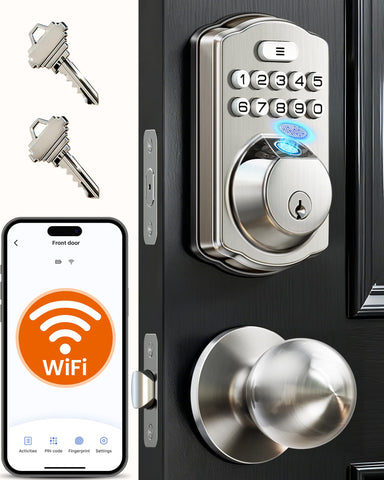 Veise VE012W-K built-in Wi‑Fi lock on front door with remote access capability