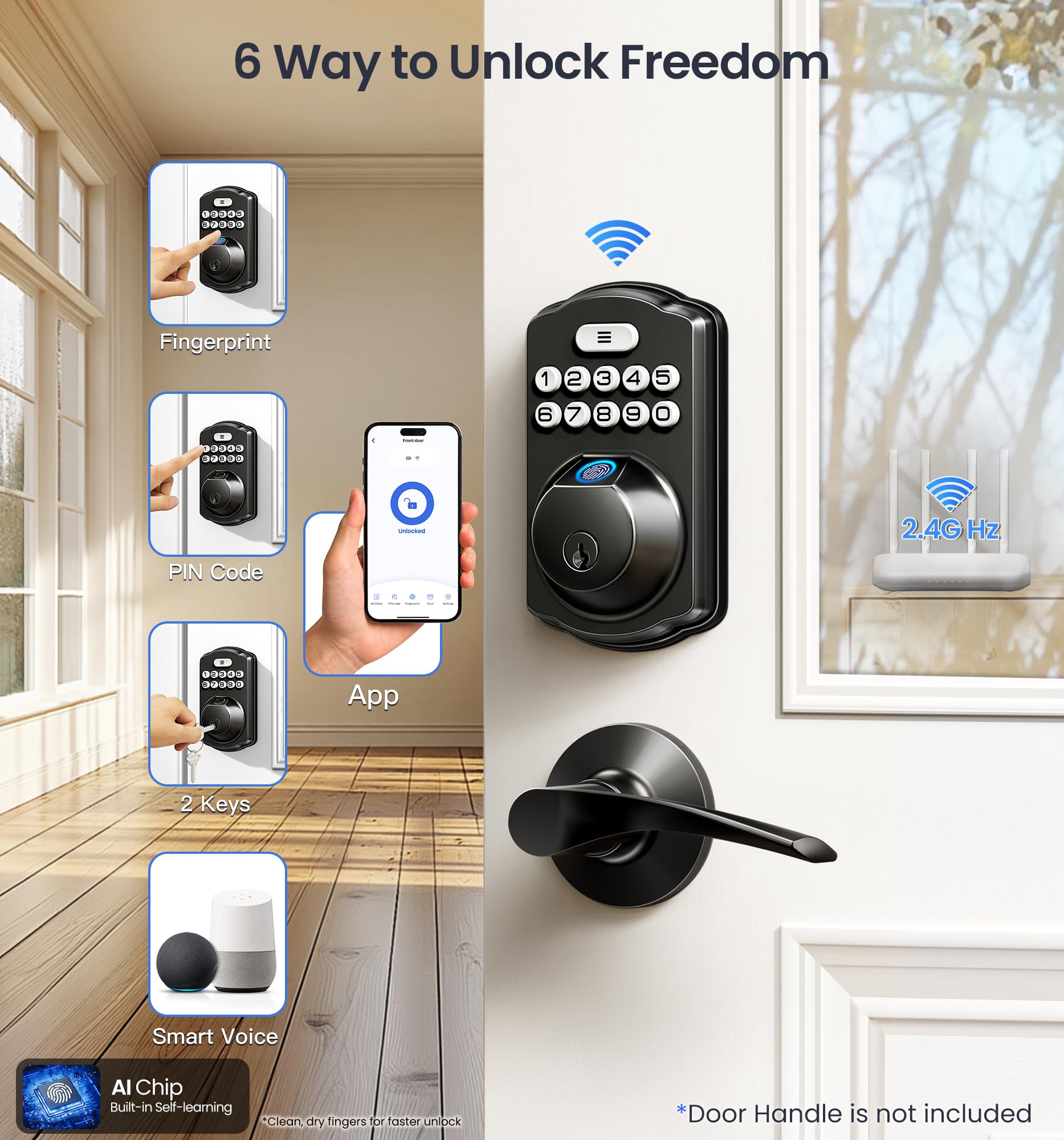 Veise VE012W keypad closeup showing convenient keyless entry options
