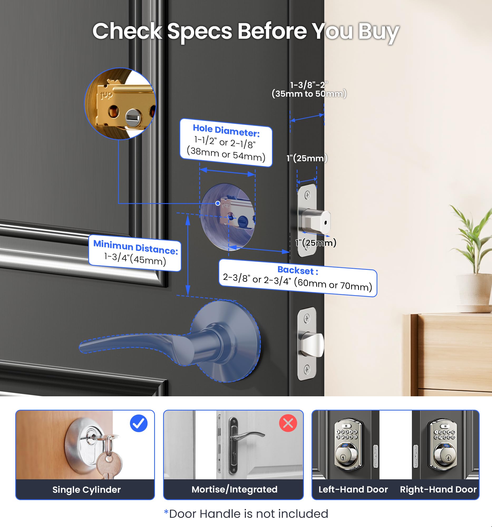 Veise VE012W easy DIY installation fits most U S doors