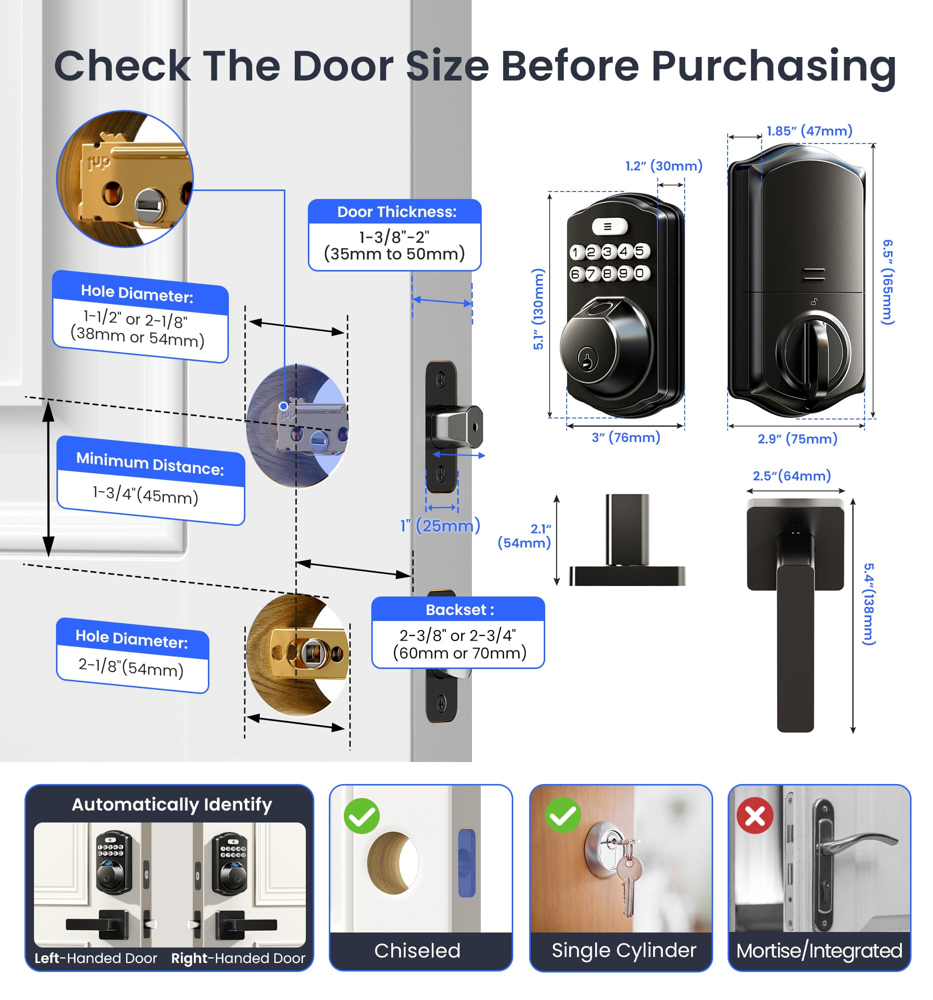 Weatherproof lever handle installed on exterior or interior doors for versatile use.