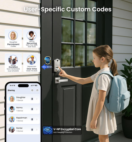 Veise VE017 auto-lock settings illustrated for convenient security