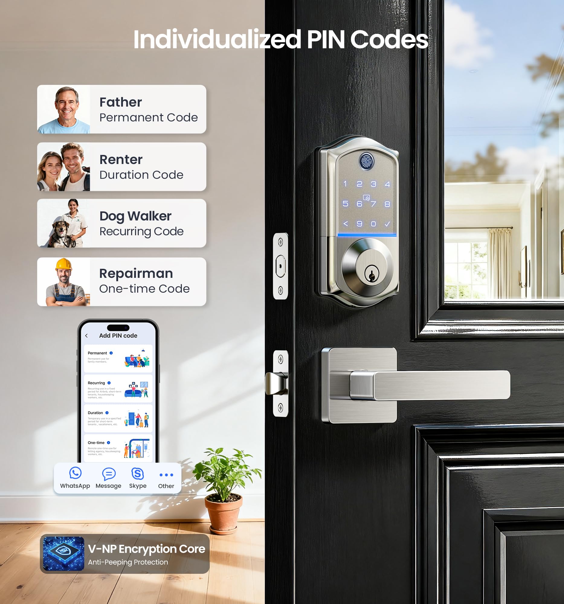 Veise VE017-B code sharing feature for temporary guest access