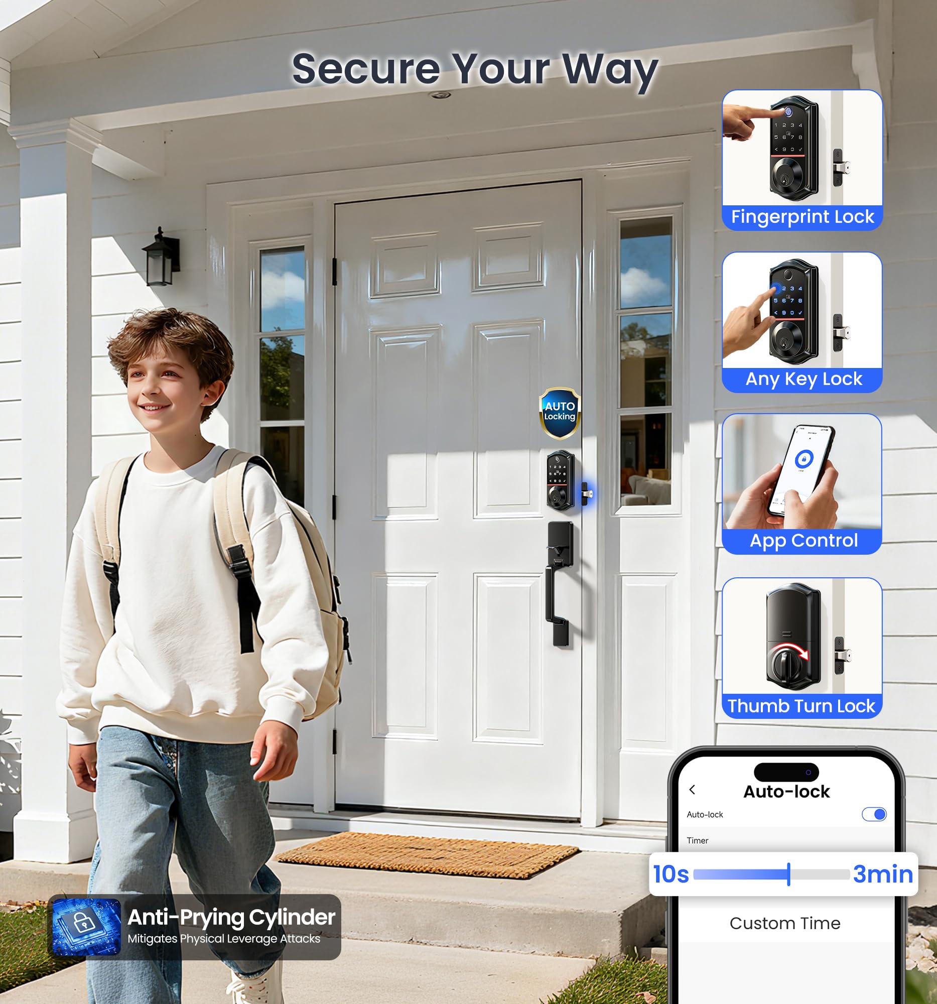 Veise VE017-D auto-lock function for added door security.