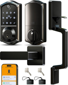 Veise VE017-D fingerprint front door lock set for quick, keyless entry.