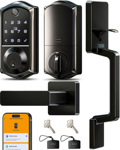 Veise VE017-D fingerprint front door lock set for quick, keyless entry.
