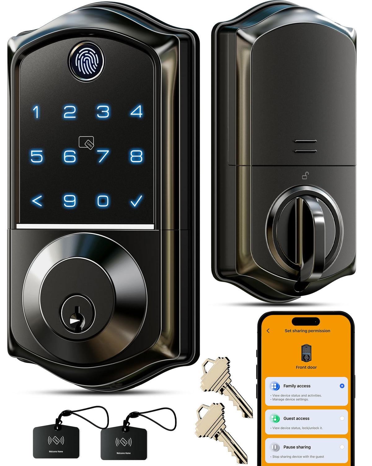 Veise VE017 fingerprint lock front view enables quick keyless entry