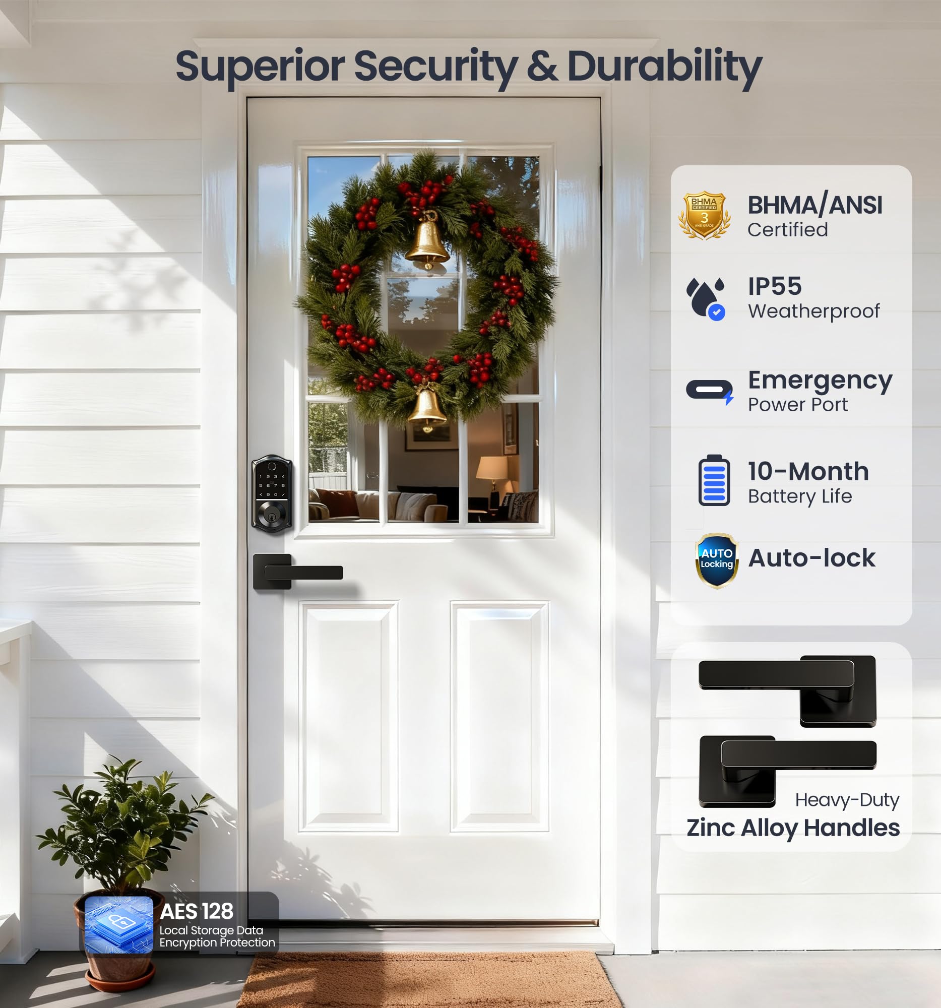 Veise VE017-B auto-lock function enhances security after entry.