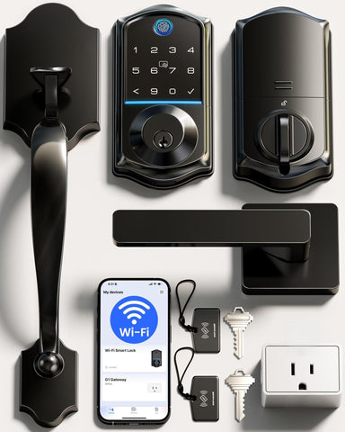 Veise VE017G-H front view showcasing modern keyless entry and matte black finish.