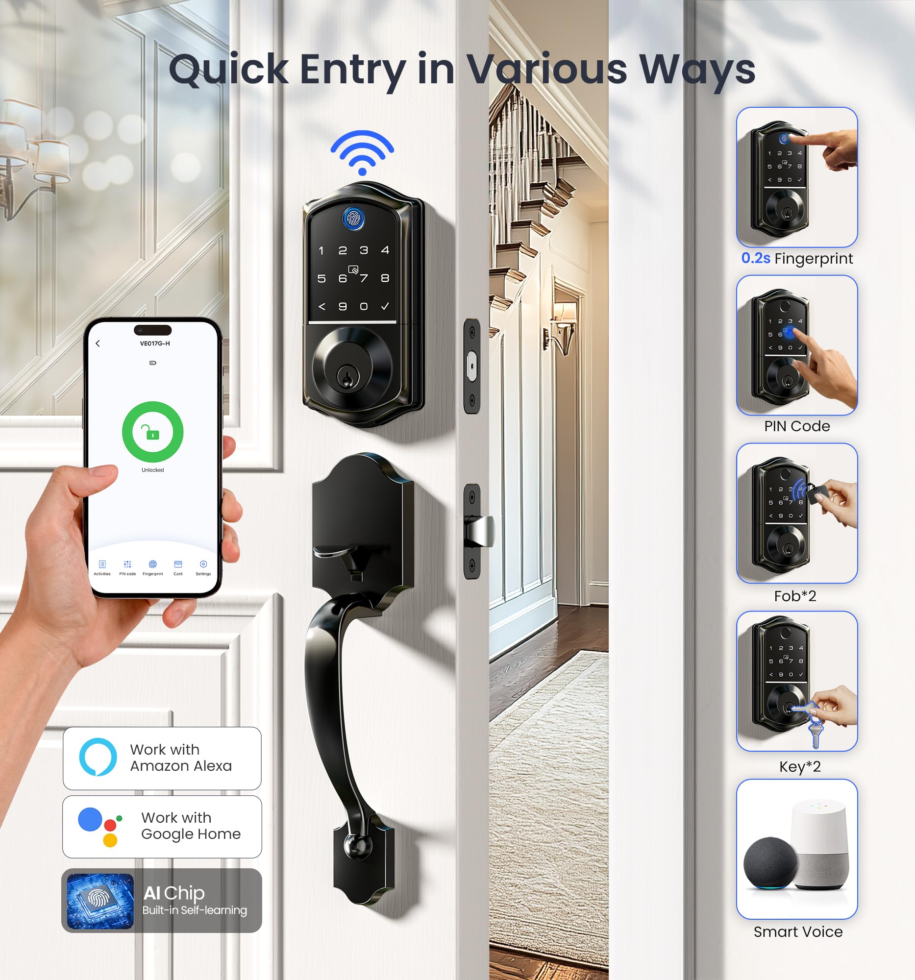 Veise VE017G-H handle detail highlights sturdy lock hardware and ergonomic grip.