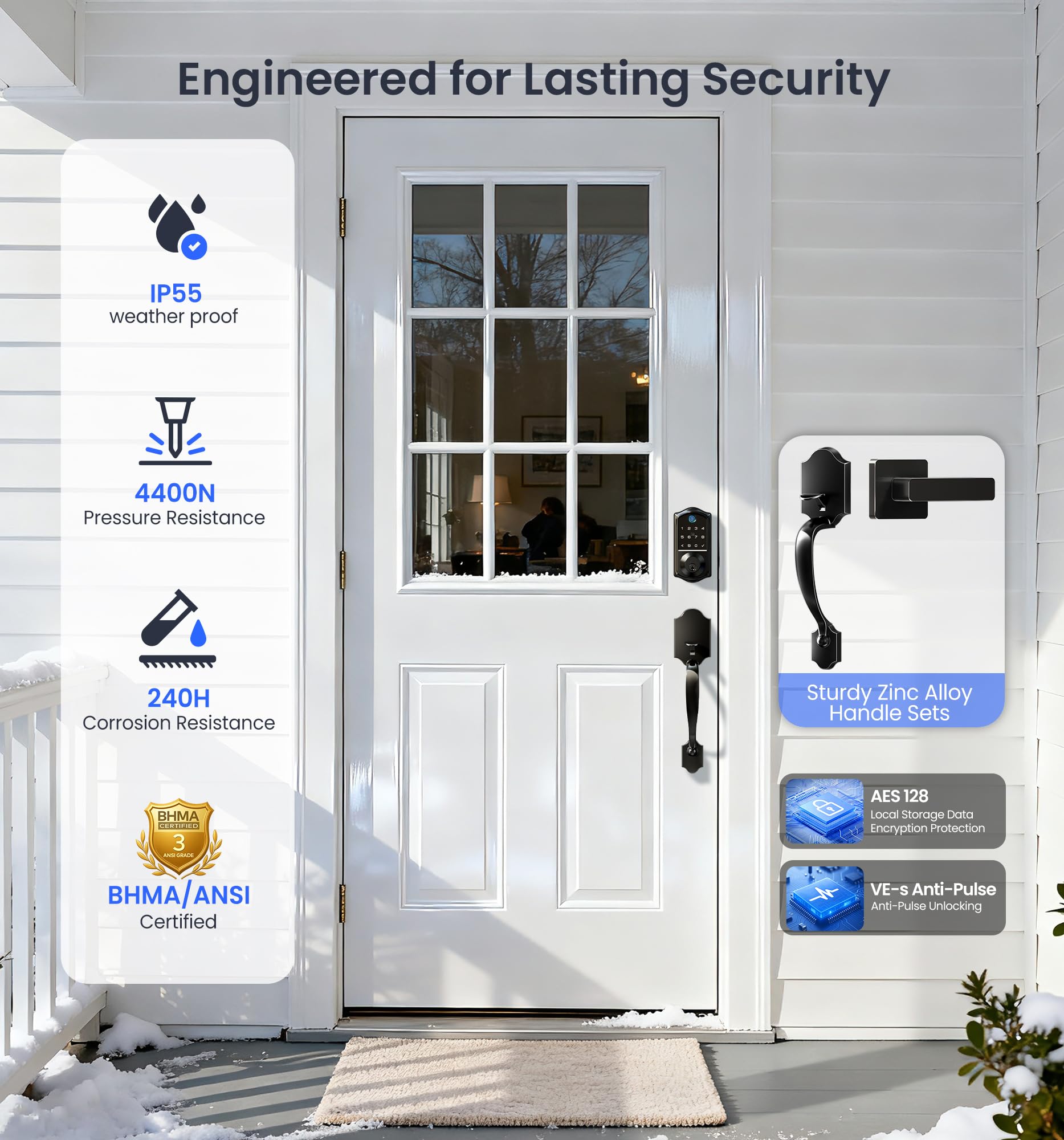 Veise VE017-H auto-lock function secures the door automatically