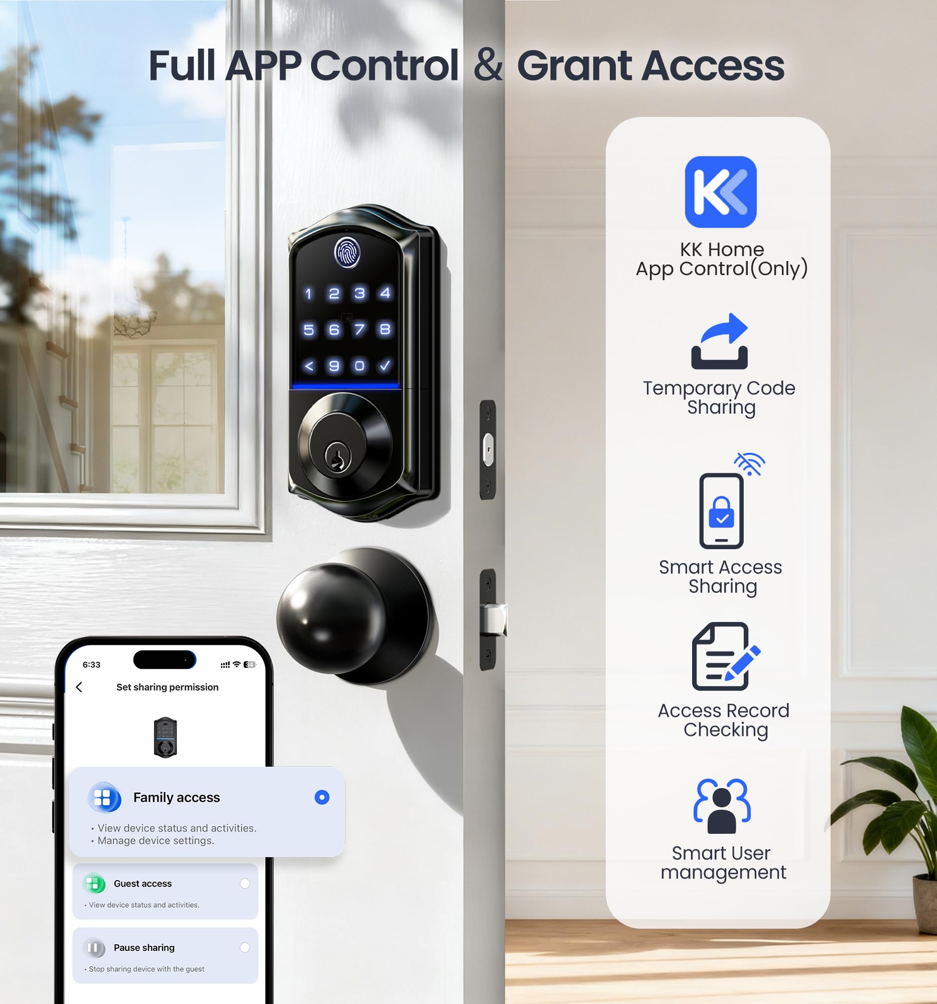 Veise VE017-K app control dashboard for remote access management