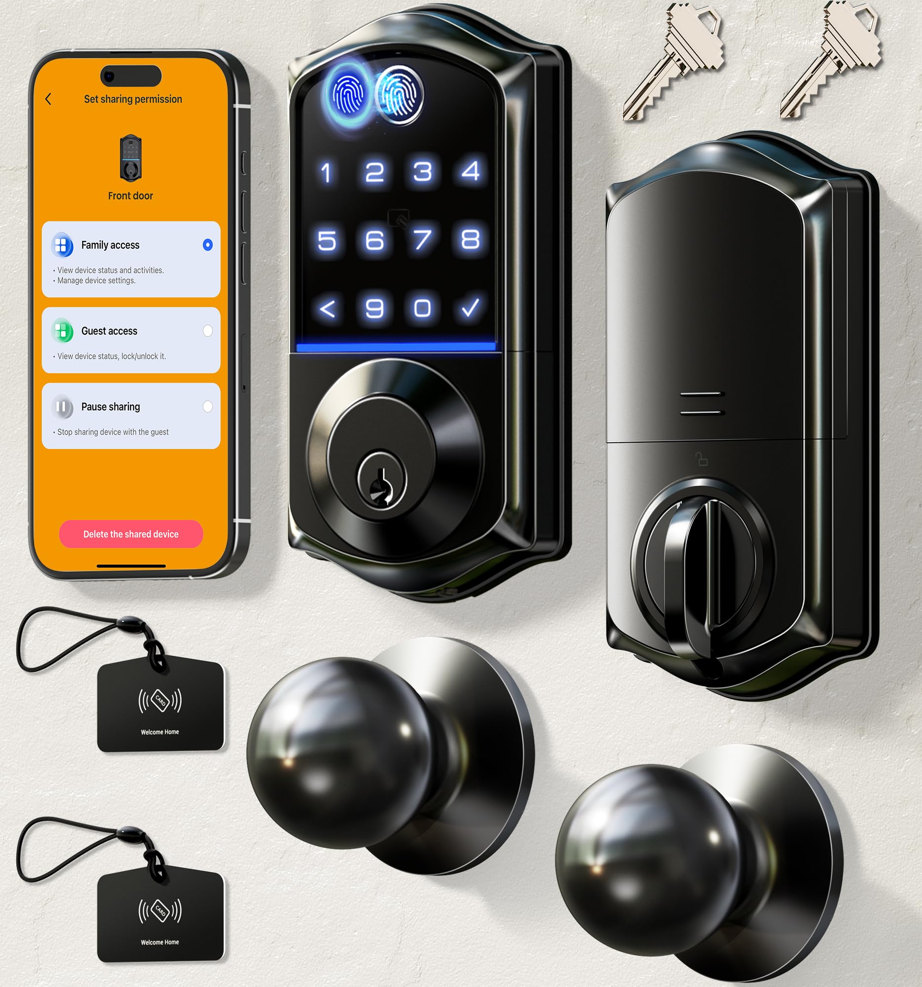 Veise VE017-K fingerprint lock front view enabling quick biometric entry