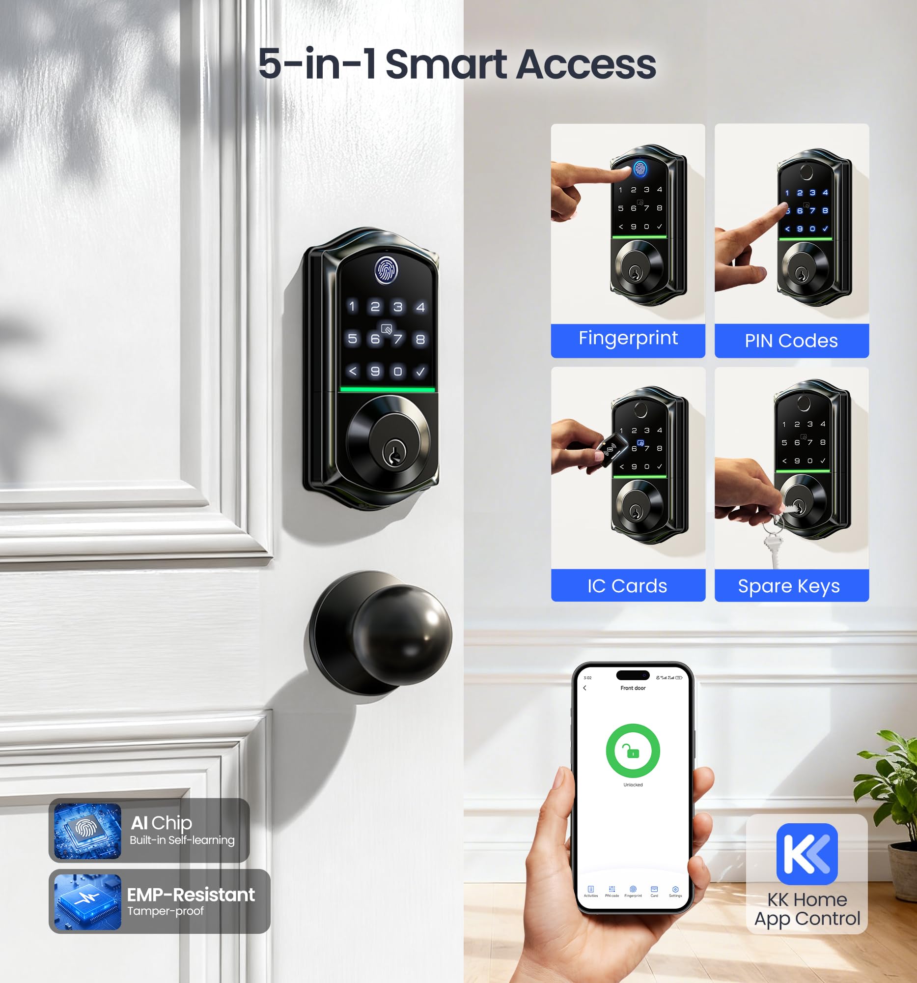 Veise VE017-K keypad deadbolt with touch-entry for codes