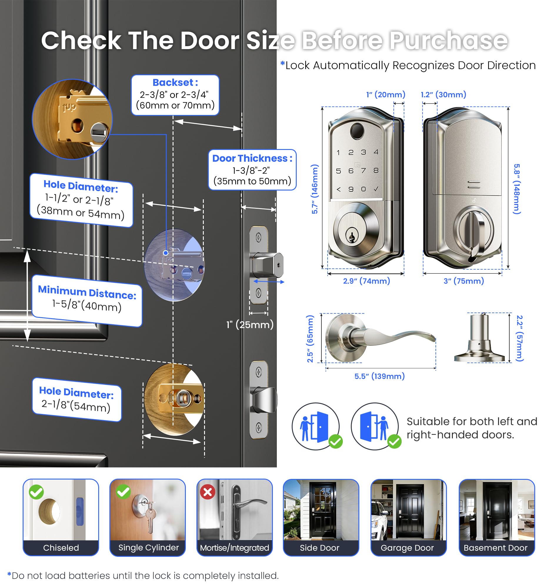 Veise VE017-L DIY installation guide for standard US doors