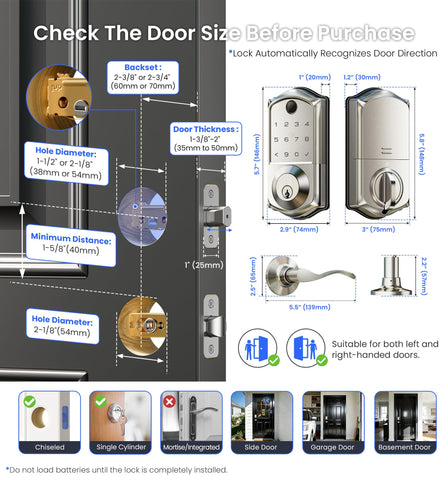 Veise VE017-L DIY installation guide for standard US doors