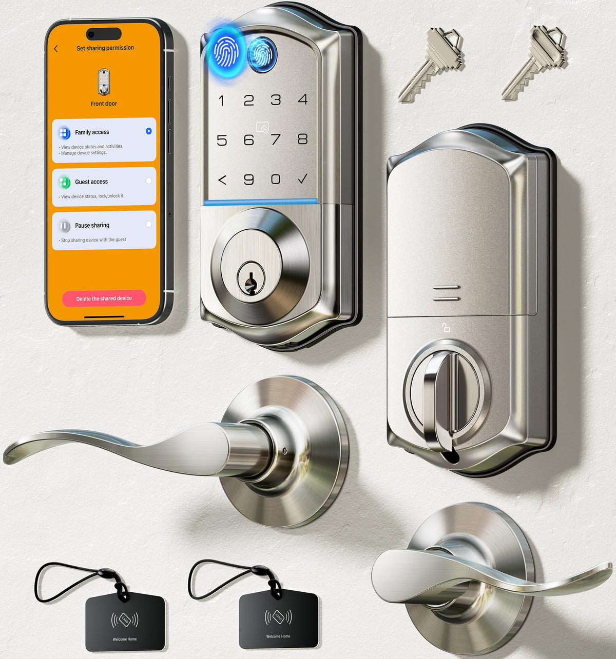 Veise VE017-L fingerprint lock mounted on a front door for quick, keyless access