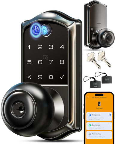 Veise VE018 front-view lock with matte black finish for secure entryways.