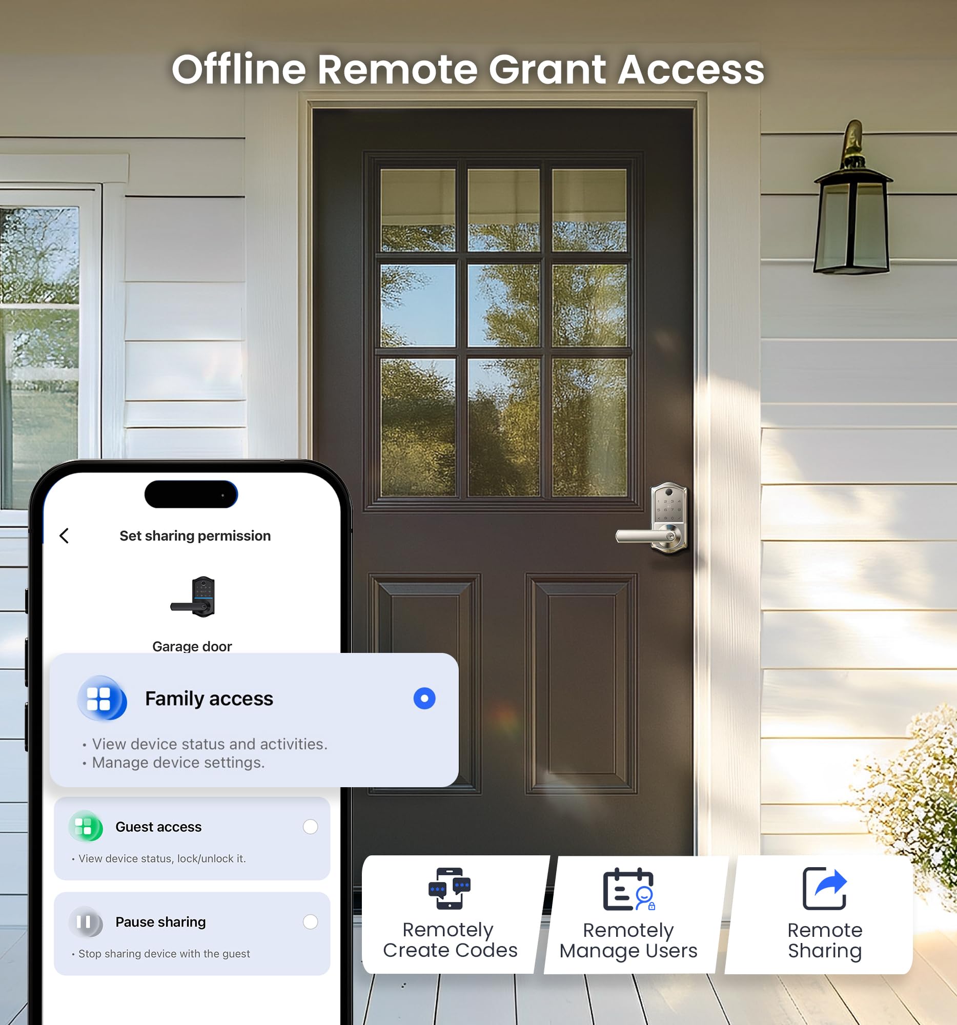 Veise VE019 app control interface demonstrates remote access management.