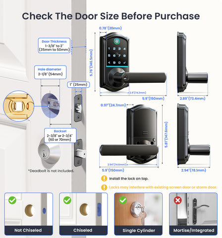 Veise VE019 easy DIY installation on common doors